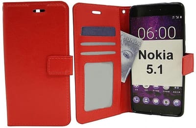 LuxeBass Hoesje geschikt voor Nokia 5.1 - Bookcase Rood - portemonnee hoesje gsm hoesje - telefoonhoes - telefoonhoesjes