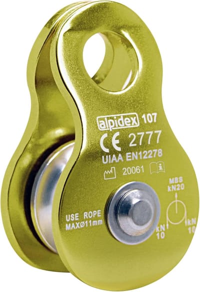 Mobiele Touwkatrol - Lichtgewicht Pulley - Klimmen Redding Takels - Aluminium Constructie EN12278 - Tot 11mm Touw - Groen