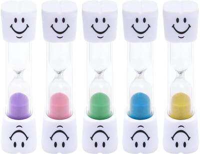 Dailygoods- Zandloper 3 Minuten - 5 Stuks - Tandenborstelklok - Theeklok - Stootvast - Herbruikbaar - Kunststof/Glas - Timer