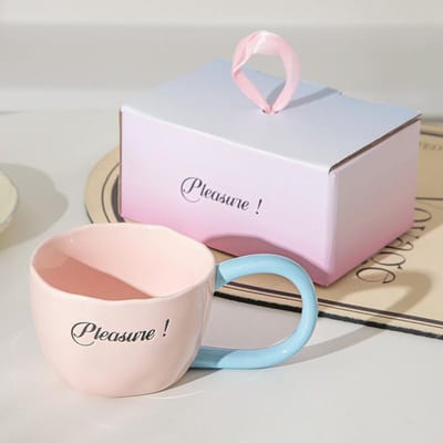 Tasse à café Mug Design de niche Céramique Tasse à boire d'aspect haut de gamme Ménage Fille Tasse à lait à grandes oreilles about 300ml