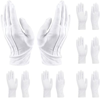 Cosensi- Handschoenen 6 Paar - Witte Handschoenen - Ademend Polyester - Unisex - Formele Gelegenheden - Lichtgewicht 23 x 12,5 cm - Werkhandschoenen