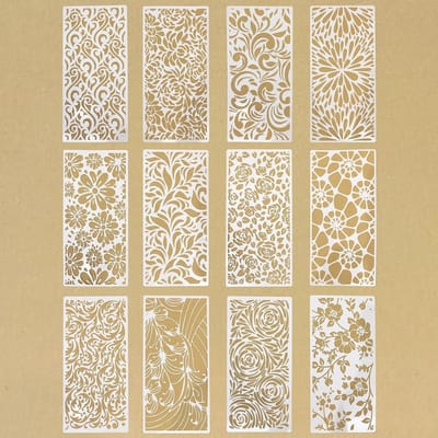 12 Stencils voor Bloemen - Diverse Texturen voor Creatieve Projecten, Schilderen, DIY Scrapbooking en Houten Wanddecoratie 8.5 x 4.1 Inch