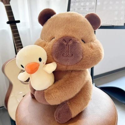 Pluizige Capybara Pluche Pop Kawaii Capybara Met Eend Knuffel Knuffeldieren Kinderen Juguetes Verjaardagscadeau Woondecoratie 32cm beige