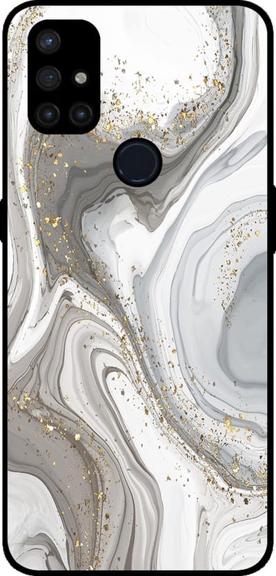 Smartphonica Telefoonhoesje Geschikt voor OnePlus Nord N10 5G met marmer opdruk - TPU backcover case marble design - Zilver geschikt voor OnePlus Nord N10 5G