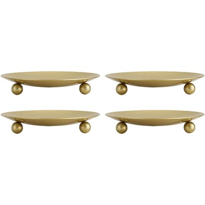 4 Stuks Metalen Kaarsplaat Goudkleur Stabiele Stevige Voeten Grote Ruimte Gouden Kaarsenhouder voor Slaapkamer Kantoor Café beige