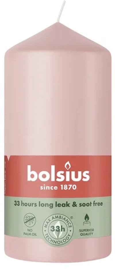 Bolsius Stompkaars Misty Pink Ø58 x 120 mm – 33 Branduren – 6 Stuks – Decoratieve Kaarsen