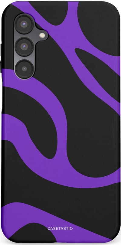 Casetastic Hoesje Geschikt voor Samsung A16 - Stijlvolle Beschermende Duo-layer Case - Golven van Paars en Zwart