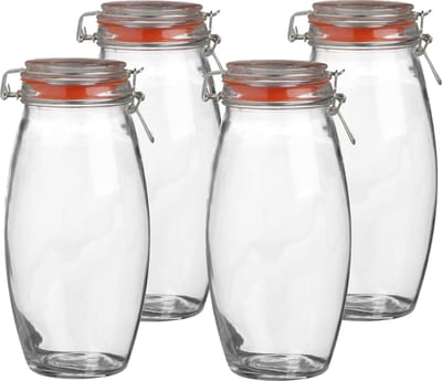 Urban Living Weckpot/inmaakpot - 4x - 1.9L - glas - met beugelsluiting - D12 x H25 cm