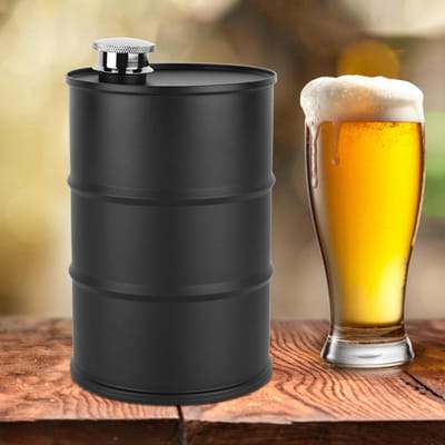 700ml Draagbare Roestvrijstalen Bierfles Wijn Likeur Heupfles met Afsluitdeksel(Zwart) zwart