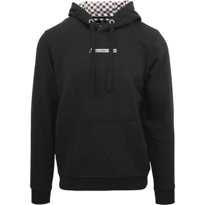 Aquascutum Heren Belettering Hoodie (Zwart)