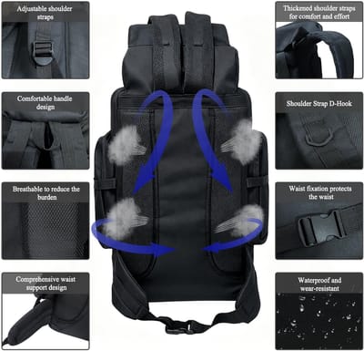 Rugzak 80-100 Liter - Waterdichte Hiking Rugzak - Lichtgewicht Molle Backpack - Voor Dames & Heren - Geschikt voor Kamperen, Wandelen, Trekking & Reizen