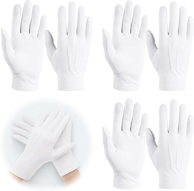 Set van 3 Witte Katoenen Handschoenen - Dunne, Ademende en Rekbare Werkhandschoenen voor Schoonmaak, Kostuums en Munteninspectie