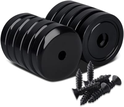 Extra sterke neodymium magneten met gat van 32 mm, 40 kg trekkracht, ideaal voor bevestigen, 10 stuks, zwart