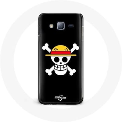 Case voor Samsung Galaxy j3 2016 One Piece Manga Skull Zwarte Achtergrond zwart