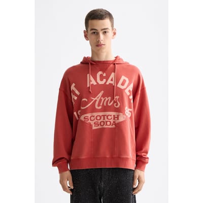Scotch & Soda Wash Artwork Hoodie Ketchup Taglia: M | Felpe con cappuccio Outlet | Uomo
