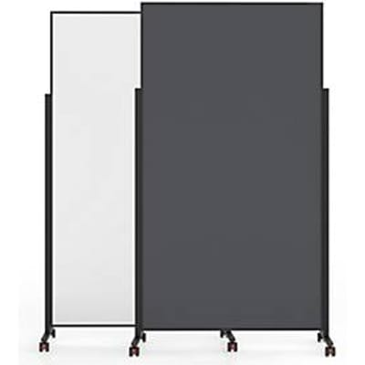 Magnetoplan mobiel presentatiebord VarioPin Black, staand/liggend, dubbelzijdig, magnetisch, B 1000 x H 1800 mm, staal/vilt/aluminium, wit/grijs/zwart