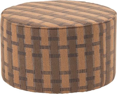 WOOOD Sarli Poef Laag Dessin - Chenille - Bruin/Roze - 36x60x60
