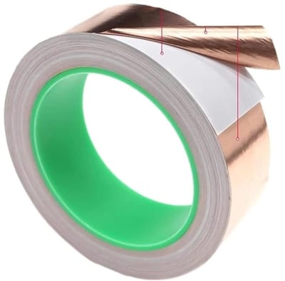 Koperfolie Tape - Geleidende Tape - Elektronica Projecten - Dubbelzijdig - 20 Meter - Koper