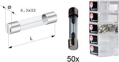 glas zekering rapid type 2A 6x32 mm 50 stuks in een doosje