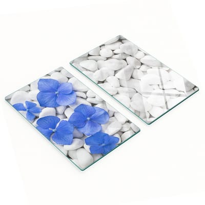 Decoratieve glazen serveerplanken voor snacks, hortensia-motief, 2x30x52 cm