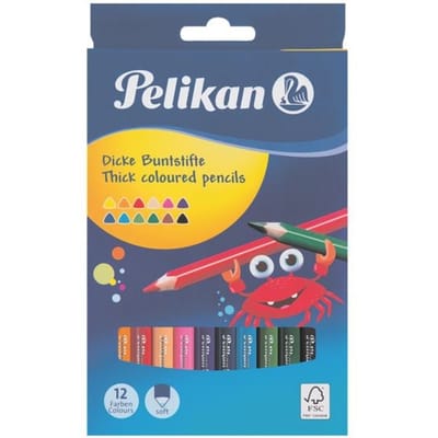 Pelikan driehoekige kleurpotloden 40 mm 12 kleuren geassorteerd