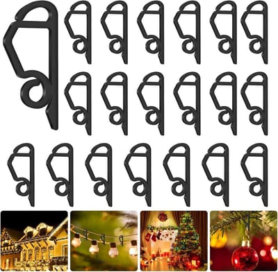 200x Zwarte Dakgoothaken voor Lichtsnoeren en Kerstverlichting - Weerbestendige Clips
