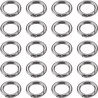 SnelShoppen - Pack van 20 Ronde Carabiner Haken 20mm - Zilveren Sleutelhangers Ring voor Tassen, Sieraden, Sleutels, Hond Leash, DIY Craft Projects