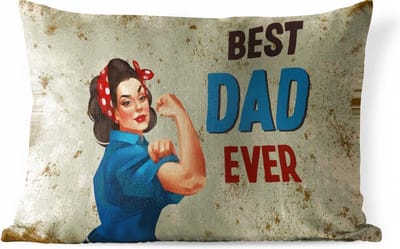 Buitenkussens - Tuin - Spreuken - Best dad ever - Quotes - Vaderdag - 50x30 cm - Vaderdag cadeautje - Cadeau voor vader en papa