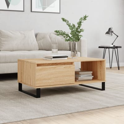 vidaXL - Salontafel - 90x50x36,5 - cm - bewerkt - hout - sonoma - eikenkleurig