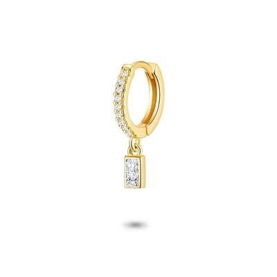 Twice As Nice Oorbel per stuk in 18kt verguld zilver, oorring, zirkonia