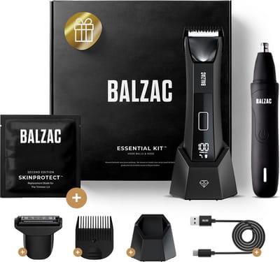 BALZAC® Essential Kit - Neustrimmer & Bodygroomer Mannen - Waterdicht - Body Trimmer Heren - Schaamhaar Trimmer Mannen