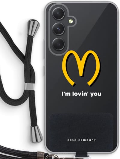 Case Company® - Hoesje met koord geschikt voor Samsung Galaxy A54 hoesje met Koord - I'm lovin' you - Telefoonhoesje met Zwart Koord - Bescherming aan alle Kanten en Over de Schermrand