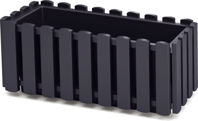 Prosperplast Plantenbak/bloembak Fence look - kunststof - antraciet - 38 x 18 x 16 cm