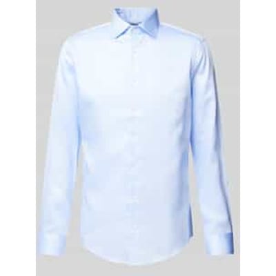 Seidensticker slim fit overhemd - popeline - blauw - Strijkvrij - Boordmaat: 38