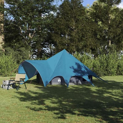 vidaXL Teepee Tent 3-Persoon met dak Blauw en Grijs 312 x 312 x 197 cm