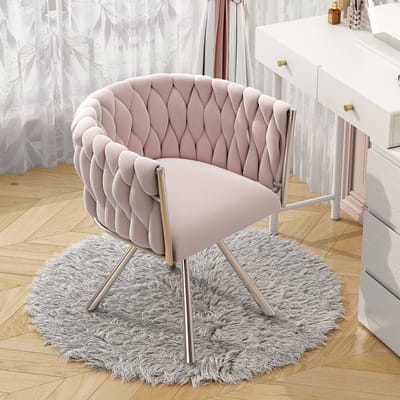 REDOM - Kaptafelstoel - 360° Draaibaar - Ergonomische Rugleuning - Modern - Fluweel - Roze