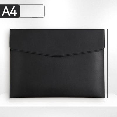 Sac à documents en similicuir, sac d'information commerciale, dossier A4, fournitures scolaires et de bureau, sac de rangement noir