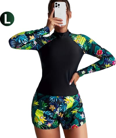 Livano Rash Guard - Surf Shirt - Zwemkleding - UV Beschermende Kleding - Voor Zwemmen - Surfen - Duiken - Donkergroen - Maat L