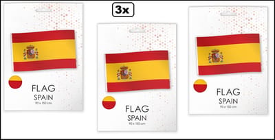 3x Luxe vlag Spanje 150cm x 90cm - per vlag verpakt in nette doos - EK/WK Landen festival thema feest fun verjaardag