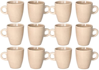 Siaki Koffiemok / theemok Faye - beige - set 12x - 220 ml - mokken - kerammiek - tas