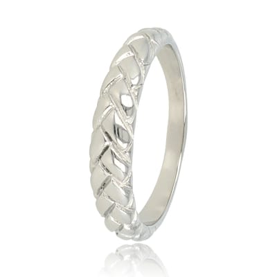 My Bendel - Gevlochten Zilverkleurige Ring - Brede Subtiele Stapelring - met Luxe Cadeauverpakking | Sieraden Voor Dames | Maat 16.00 Mm / Maat 50