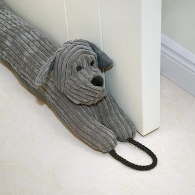 Tochtstopper Hond - Verzwaarde Deurstopper - Tocht en Geluid - Decoratief Ontwerp - 122 Centimeter - Grijze Hond