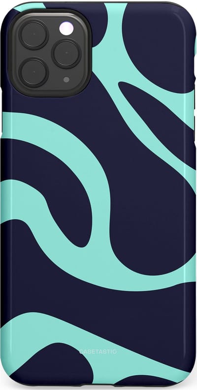 Casetastic Hoesje Geschikt voor Apple iPhone 11 Pro Max - Stijlvolle Beschermende Duo-layer Case - Golvenritme Aqua-Marine