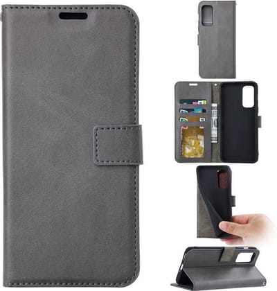 LuxeBass Hoesje geschikt voor Samsung Galaxy S22 Ultra - Boekhoesje - Grijs - Portemonneehoesje gsm hoesje - telefoonhoes - telefoonhoesjes