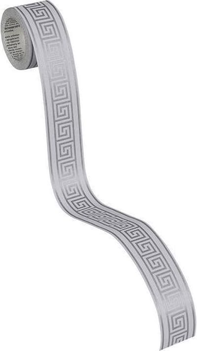GRIEKSE SLEUTEL BEHANGRAND | Zelfklevend - grijs metallic - A.S. Création Only Borders 11