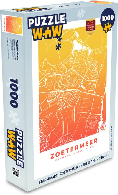 Puzzel Stadskaart - Zoetermeer - Nederland - Oranje - Legpuzzel - Puzzel 1000 stukjes volwassenen - Plattegrond