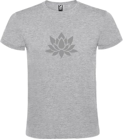 Grijs  T shirt met  print van "Lotusbloem " print Zilver size XS