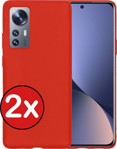 Hoesje - 2 Stuks - Geschikt voor Xiaomi 12 - Sterk & Shockproof - Telefoonhoes - Back Cover - Case Siliconen - Telefoon Hoes - Rood