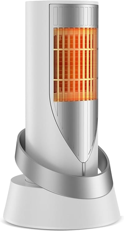 Keramische radiator, energiebesparende elektrische blazerverwarming met thermostaat, 1200W laagverbruiksdraagbaar voor bureau, kamer, woonkamer, omstotenbescherming