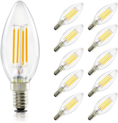 NETTLIFE C35 LED - LED Lampen - E14 - Transparant - Ø 3.5 cm - Filament lamp - 2700K Warm Wit Licht - 4W - Vintage Gloeilamp - retro Lichtborn - 10 Stuks